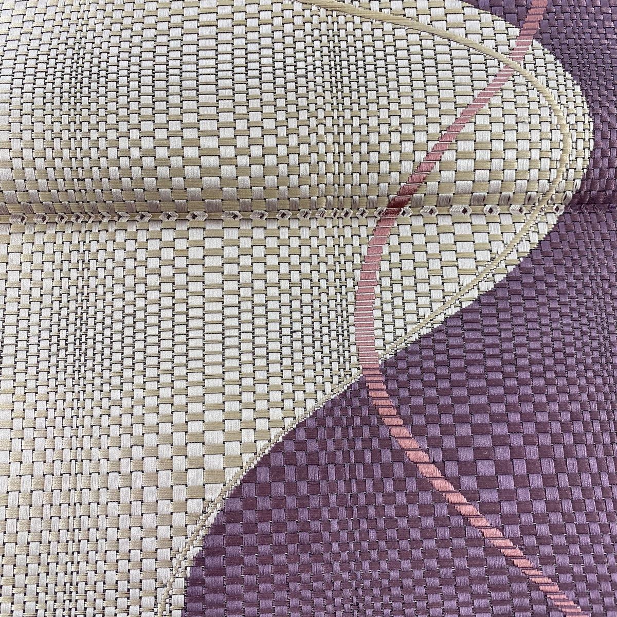  名古屋帯 秀品 八寸名古屋帯 松葉仕立て 幾何学模様 紫 正絹 名古屋帯 帯