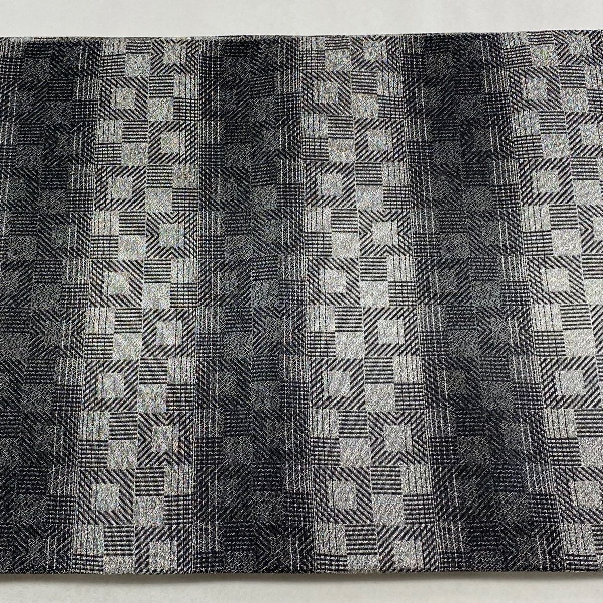  袋帯 秀品 菱 幾何学 金銀糸 箔 灰色 六通 正絹 袋帯 帯