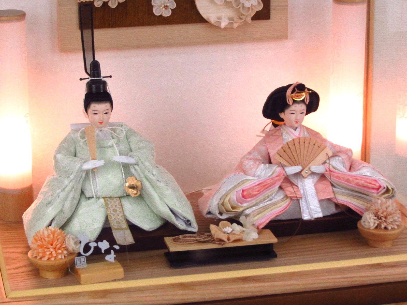 雛人形アクリルケース飾り 間口46cm奥行29cm高さ35cm 親王ケース飾り YN1283HC ひな人形 ナチュラル モダン アクリルケース 木目レース