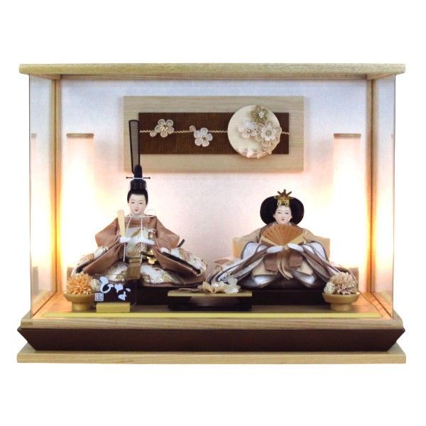 雛人形アクリルケース飾り 間口46cm奥行29cm高さ35cm 親王ケース飾り YN1283HC-TN ひな人形 ナチュラル モダン アクリルケース 木目