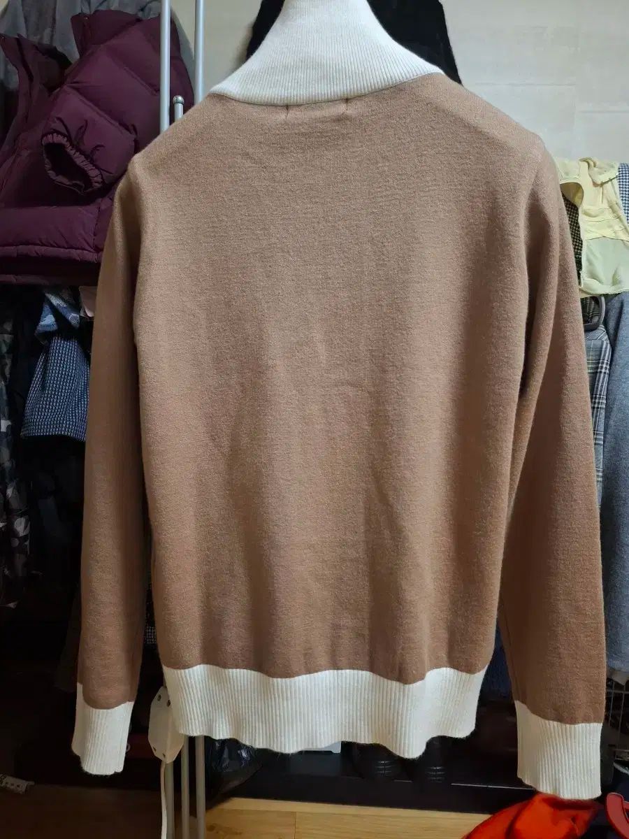 セバスチャンゴルフ キャメル ニット ジップアップ カーディガン