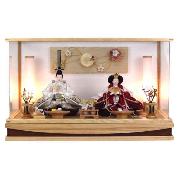 雛人形アクリルケース飾り 間口58cm奥行32cm高さ35cm 親王ケース飾り YN1305HC-TN ひな人形 ナチュラル モダン アクリルケース 木目