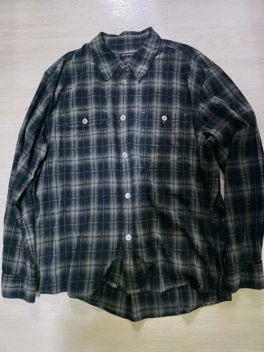 Hatchingroom 2pk オーバダイド CHECK シャツ DARK KHAKI 4 L