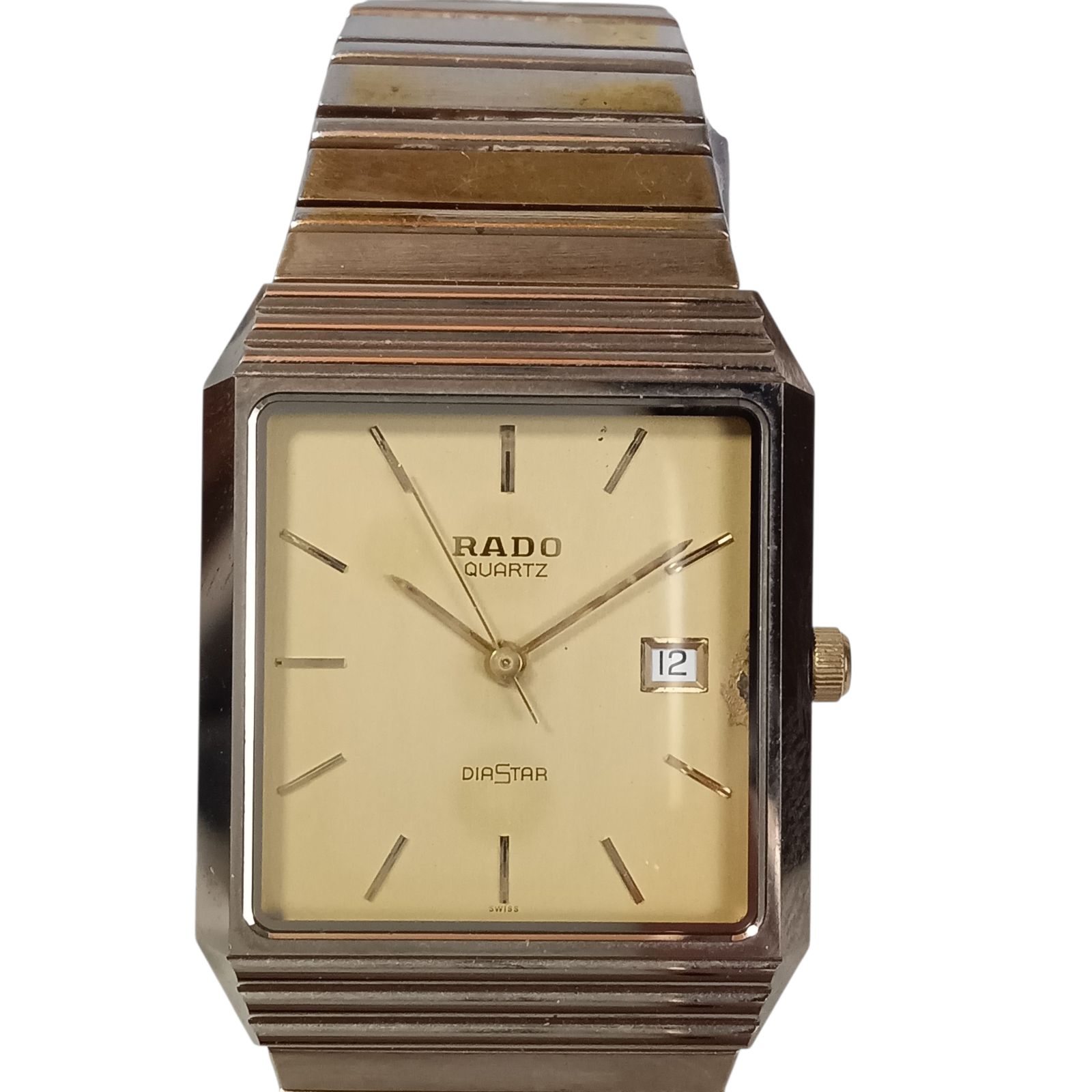 稼働 1112-3 RADO DIASTAR ラドー ダイアスター 129.9523.3 メンズ腕時計 クォーツ デイト ゴールド文字盤