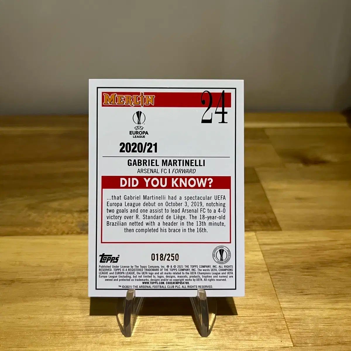 マーリン アーセナル マルティネッリ ルーキー限定カード PSA10・RC