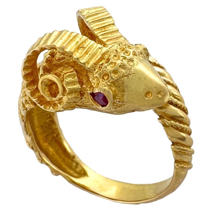 Ilias LALAoUNIS イリアスララウニス リング シープ ルビー アニマルヘッド 羊 ヴィンテージ 750 K18 YG 指輪