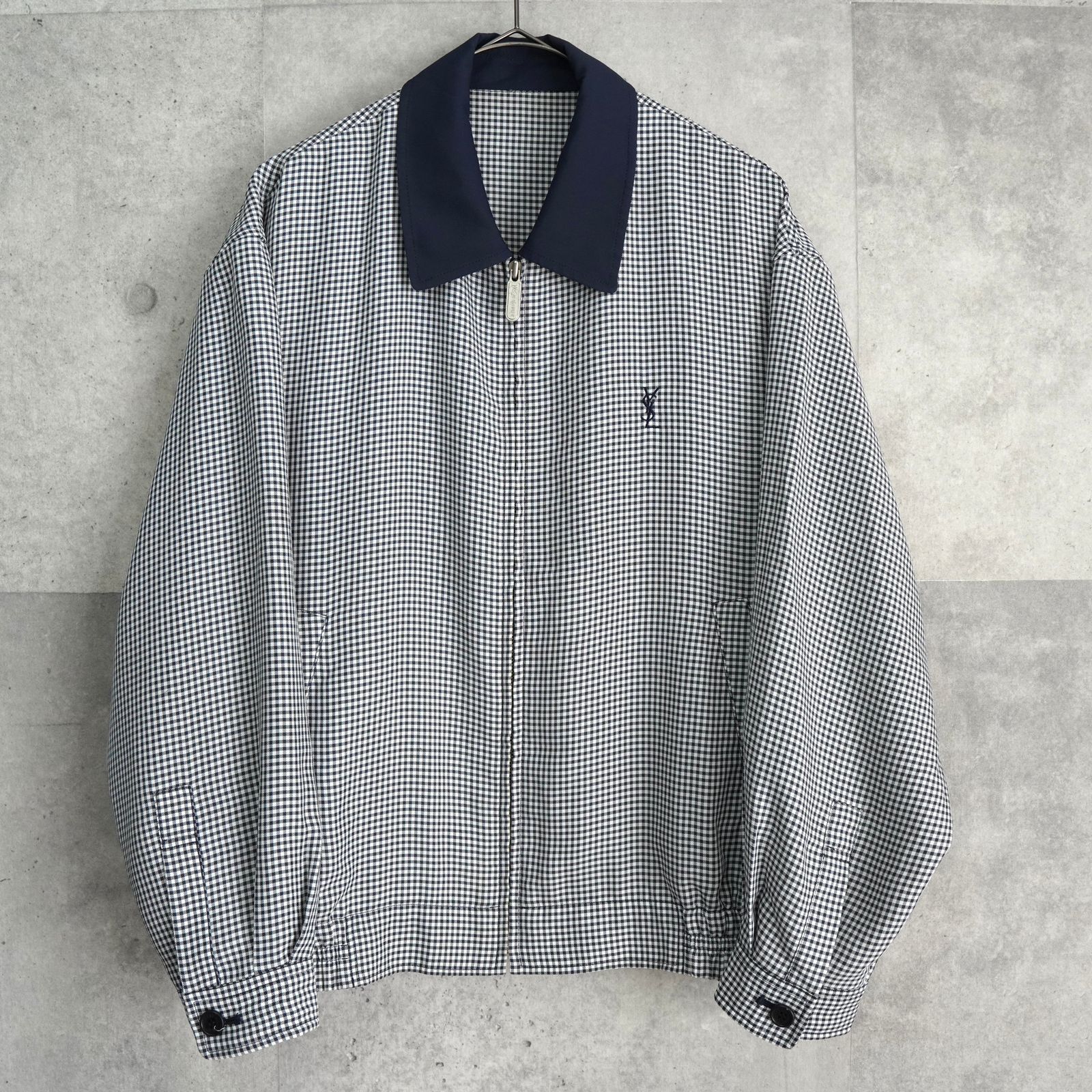 イヴ サンローラン ヴィンテージ YSLロゴ チェック柄 ブルゾン