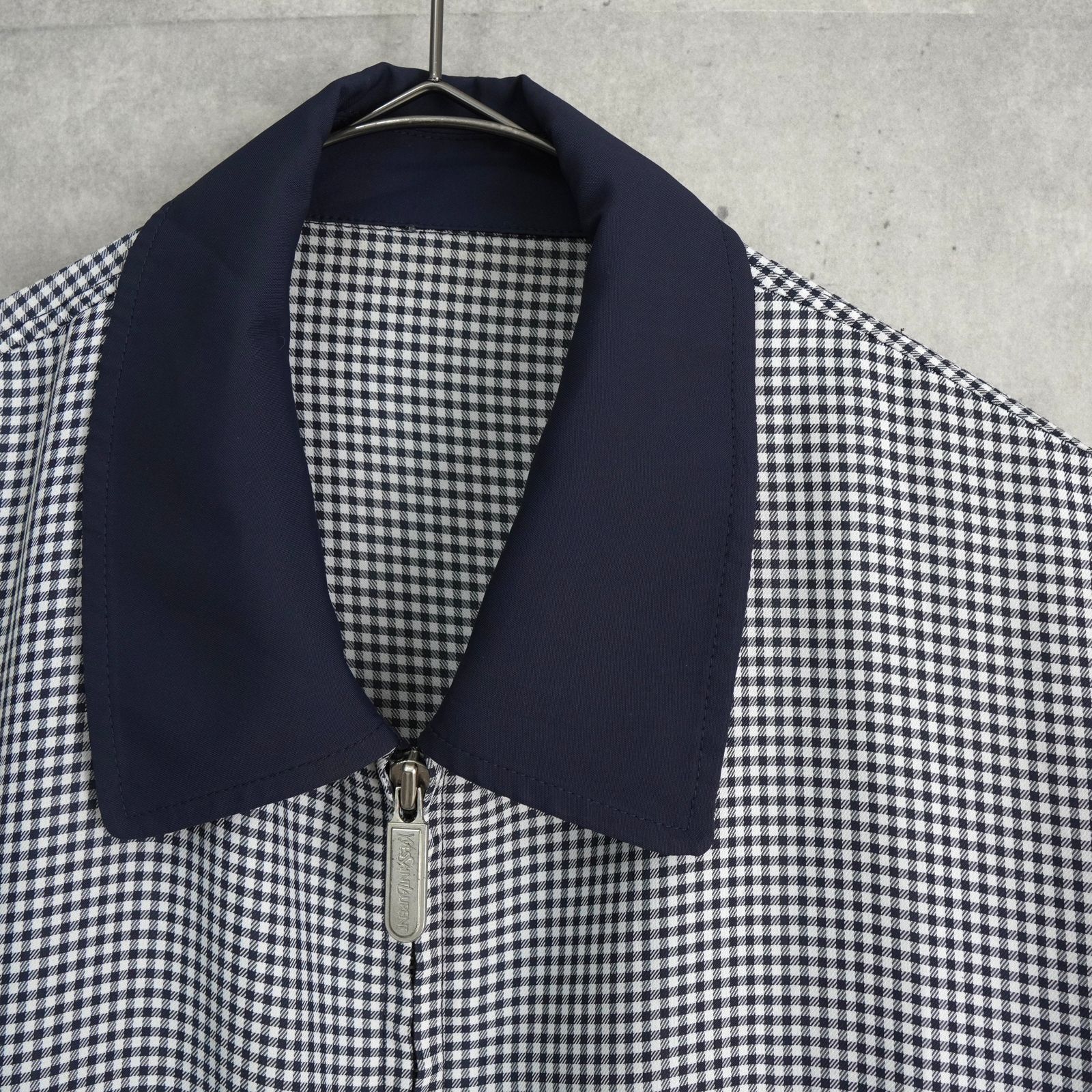 イヴ サンローラン ヴィンテージ YSLロゴ チェック柄 ブルゾン