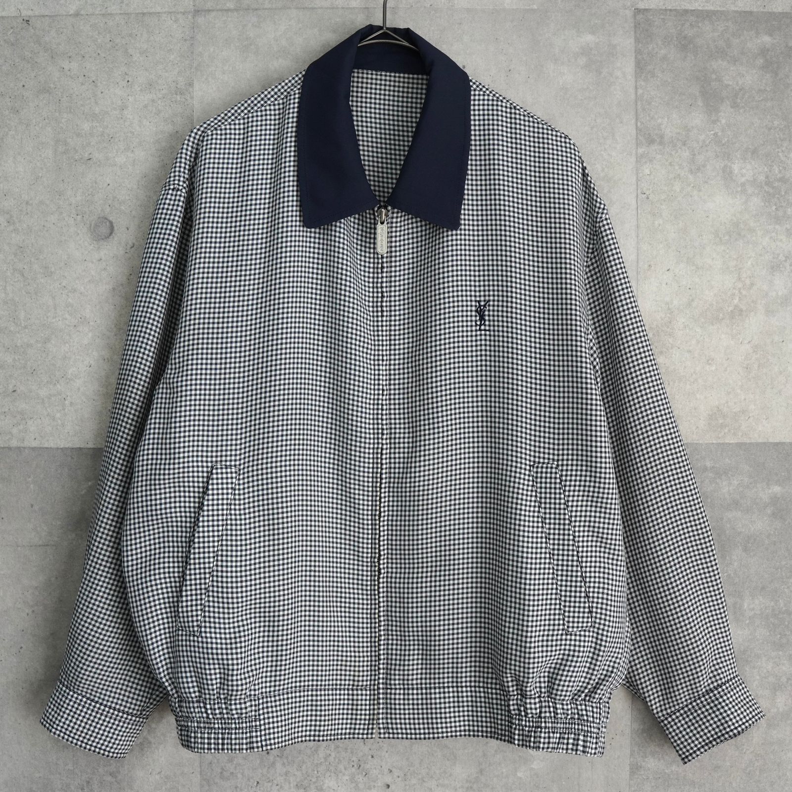 イヴ サンローラン ヴィンテージ YSLロゴ チェック柄 ブルゾン