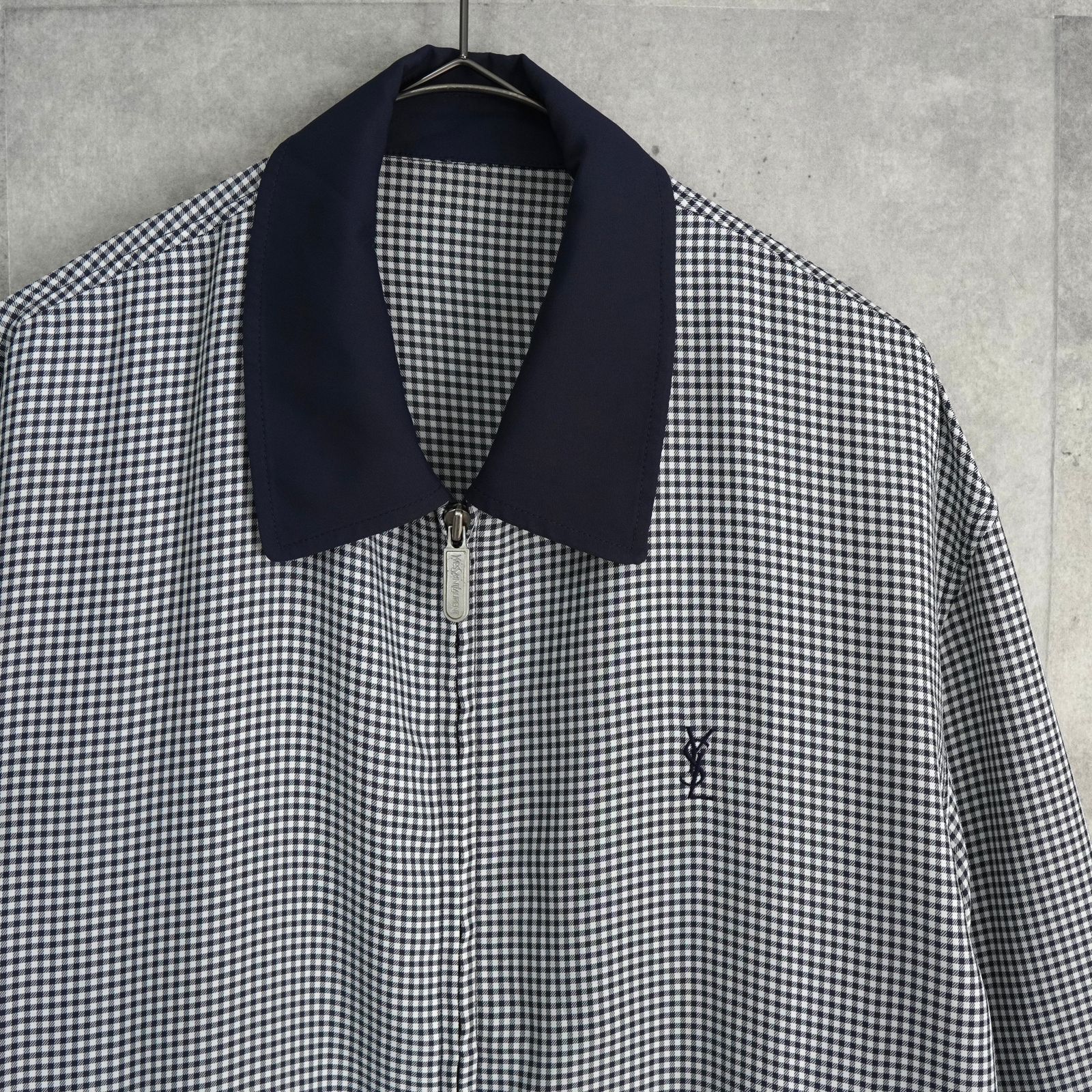 イヴ サンローラン ヴィンテージ YSLロゴ チェック柄 ブルゾン