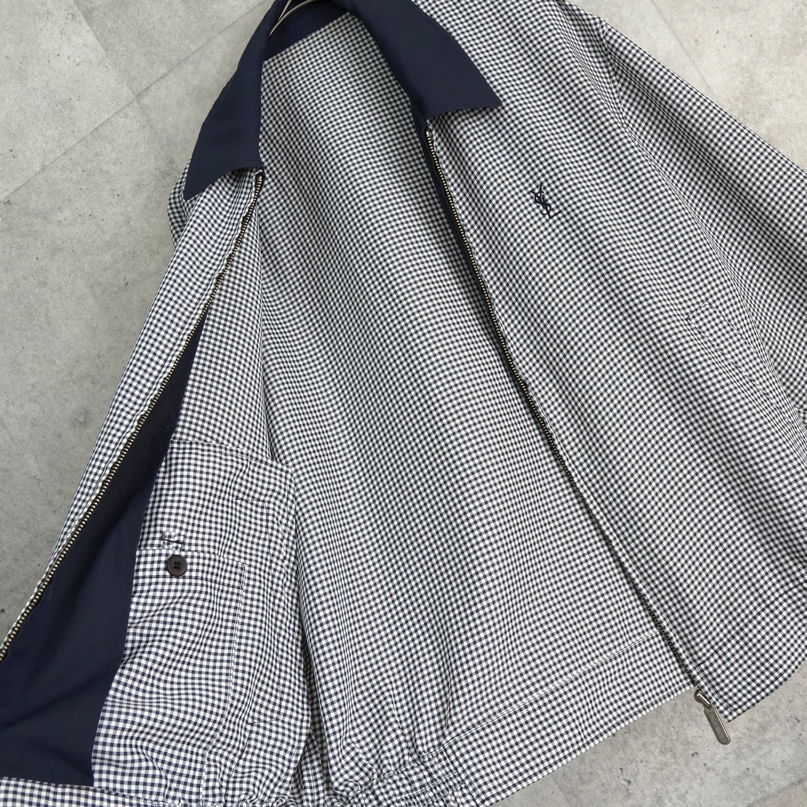 イヴ サンローラン ヴィンテージ YSLロゴ チェック柄 ブルゾン