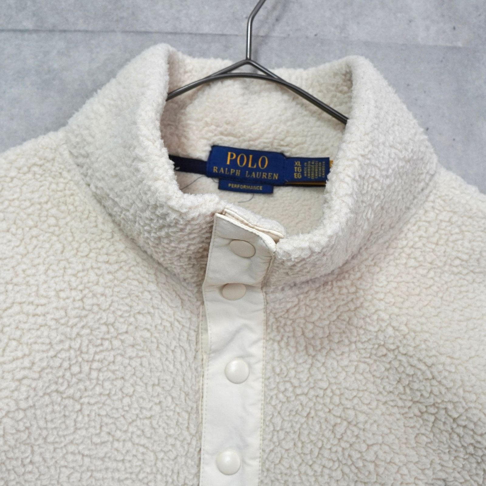 POLO　ラルフローレン　フリース　ハーフジップ　現行　アイボリー　刺繍　柄 POLO ラルフローレン フリース ハーフジップ 現行 アイボリー 刺繍 柄