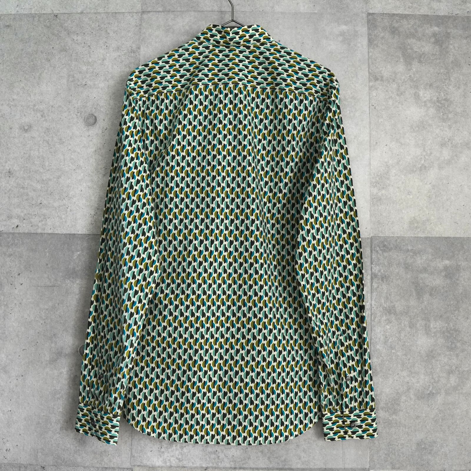 プラダ 総柄 長袖シャツ フォーマル グリーン メンズ
