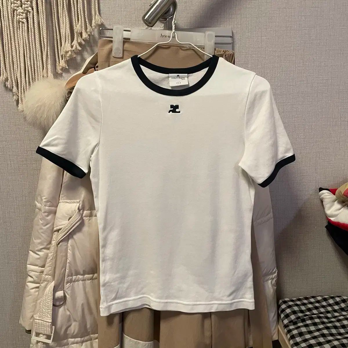  クレージュ コントラスト ロゴ Tシャツ 半袖 レディース 長袖 Tシャツ カットソー