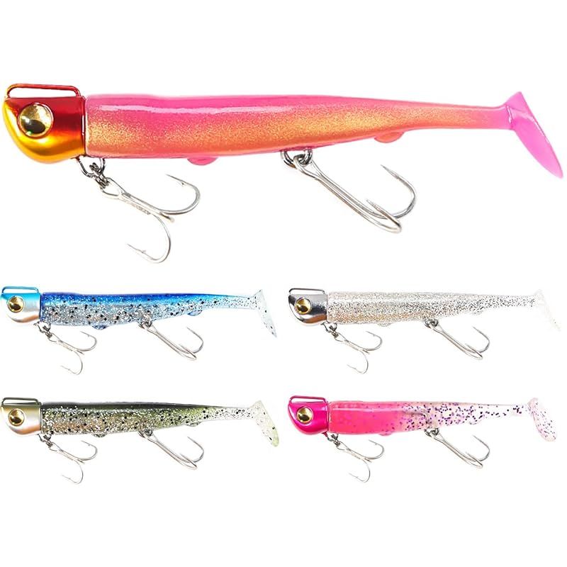 KOKOルアー】シーバス ルアー ジグヘッド ワーム ヒラメー 25g 5色