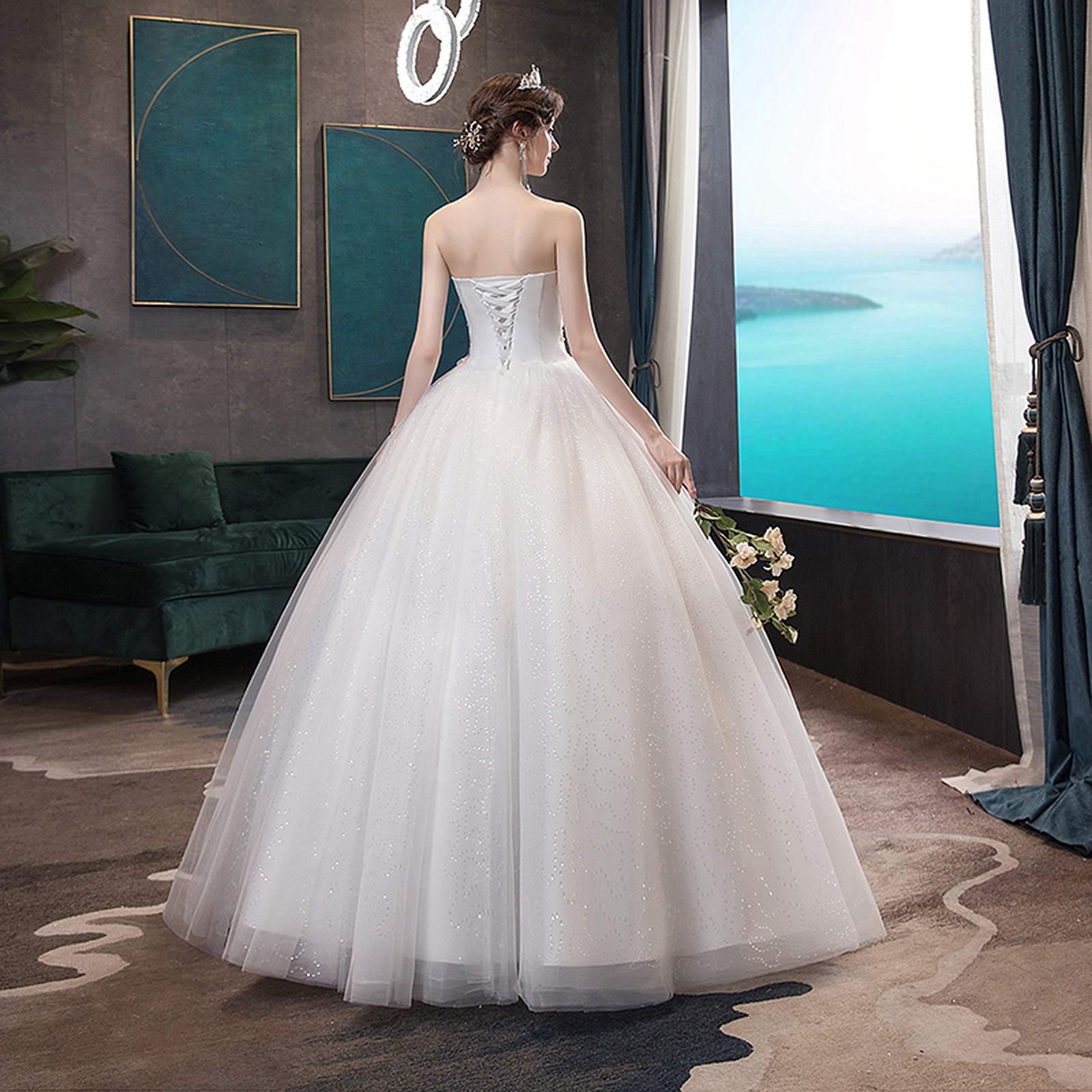 ウエディングドレス ベアトップ