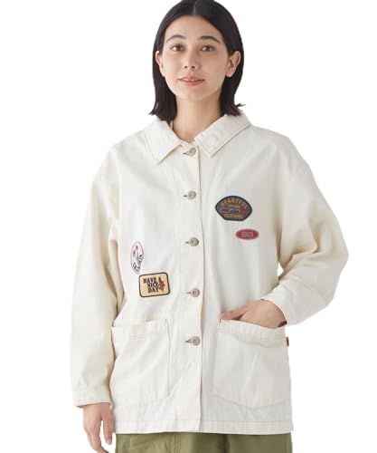 クリフメイヤー ワッペン カバーオール デニム シャツジャケット レディース ママ 女性 LARGE ナチュラル