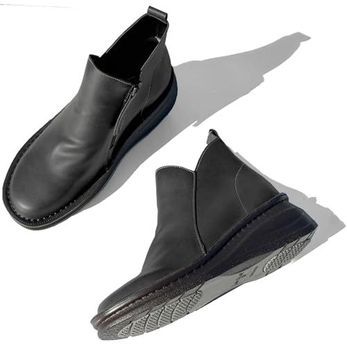 mu foot! レディース ショートブーツ 5 cmヒール コンフォート オブリークトゥ フットベッドソール ブラック medium