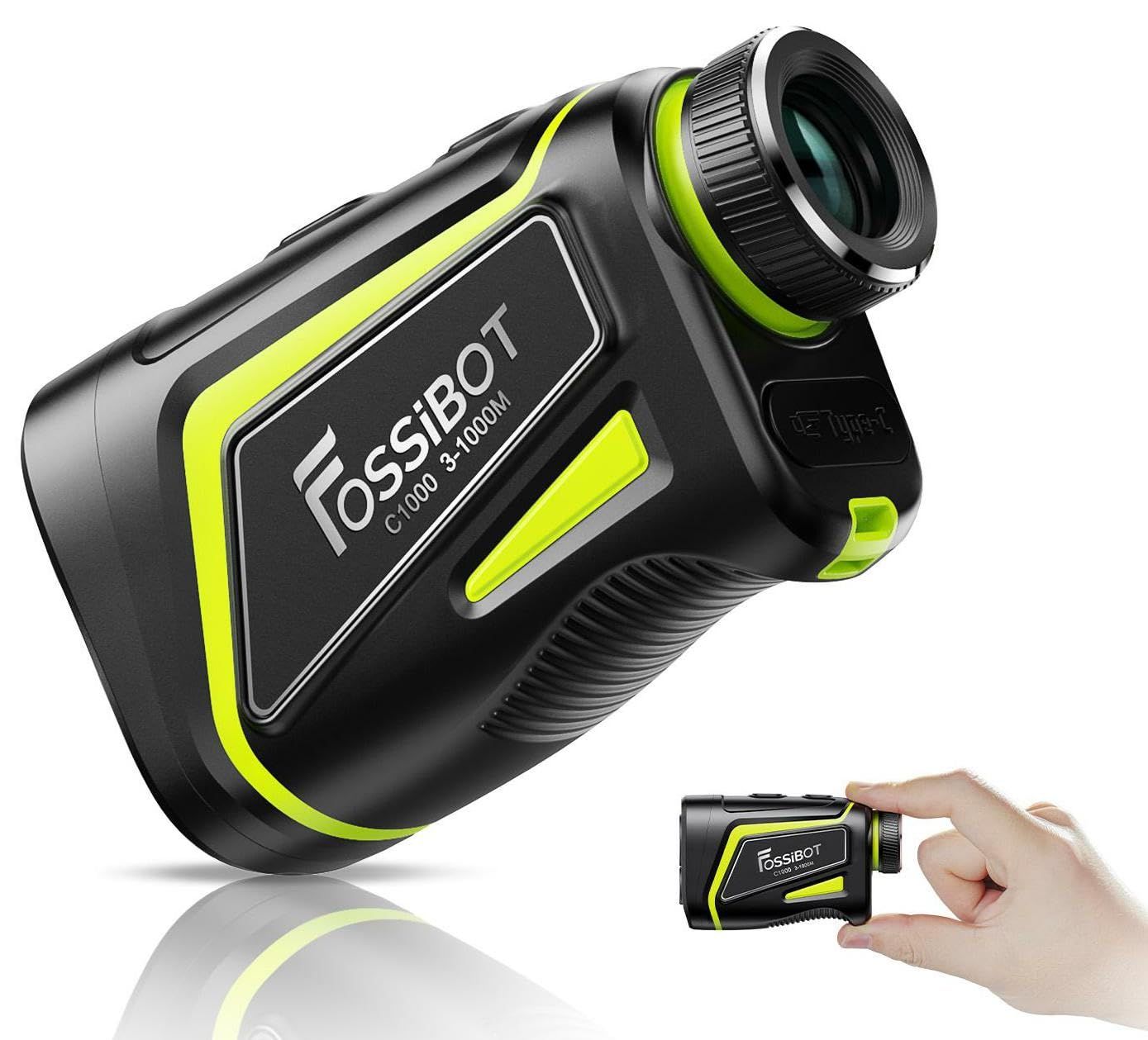 FOSSiBOT C1000 ゴルフレーザー距離計 LCD黒表示 最速0.06S測定 光学6.5倍望遠 高透過レンズ 1000m 1093yd対応 マグネット付 ゴルフ距離計 ミニ 超小型 超軽量141g ピンロック スロープモード IP54防塵防水 振動機能