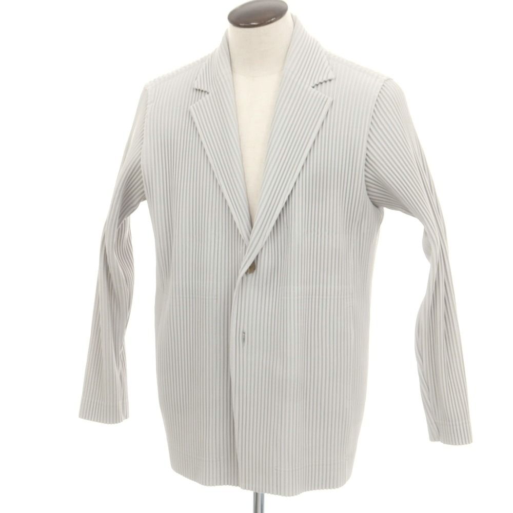 オム プリッセ イッセイミヤケ HOMME PLISSE ISSEY MIYAKE プリーツ加工 カジュアルジャケット ライトグレー サイズ3 メンズ