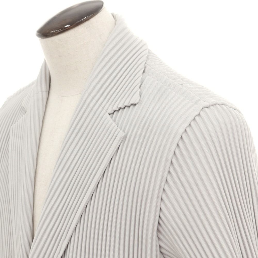 オム プリッセ イッセイミヤケ HOMME PLISSE ISSEY MIYAKE プリーツ加工 カジュアルジャケット ライトグレー サイズ3 メンズ