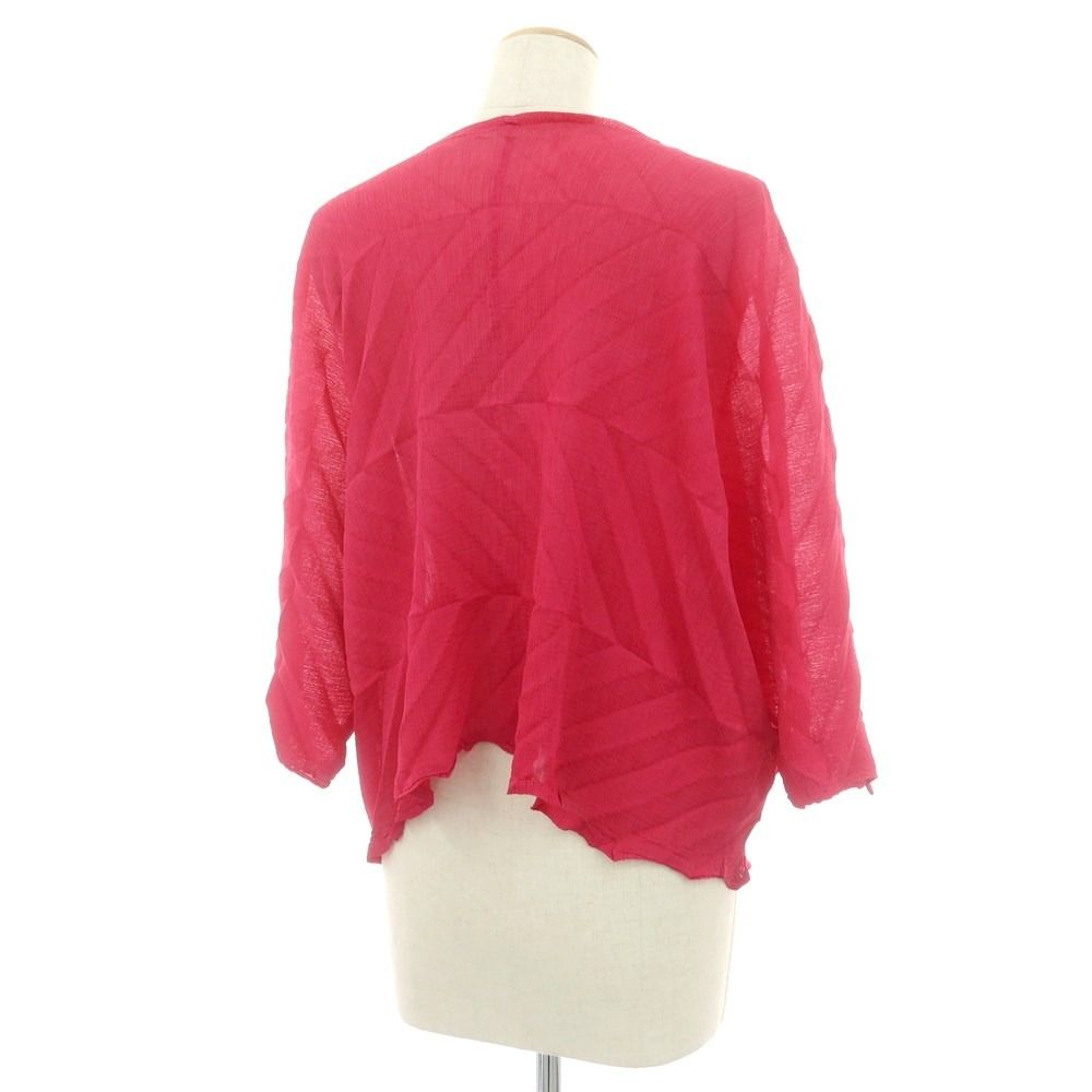 ミー イッセイミヤケ me ISSEY MIYAKE 秋冬 プリーツ加工 カーディガン ストロングピンク サイズ表記なし M位 レディース