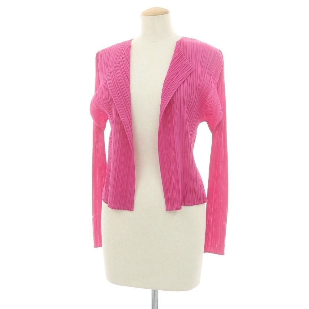 プリーツプリーズ PLEATS PLEASE 秋冬 プリーツ加工 カーディガン ピンク サイズ表記なし L位 レディース