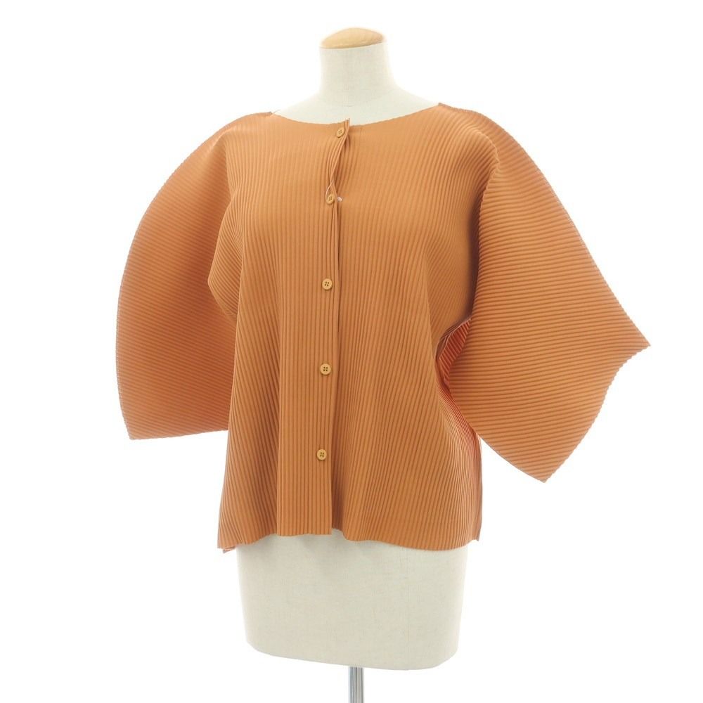 ミー イッセイミヤケ me ISSEY MIYAKE 秋冬 プリーツ加工 カーディガン ライトブラウン サイズ表記なし M位 レディース