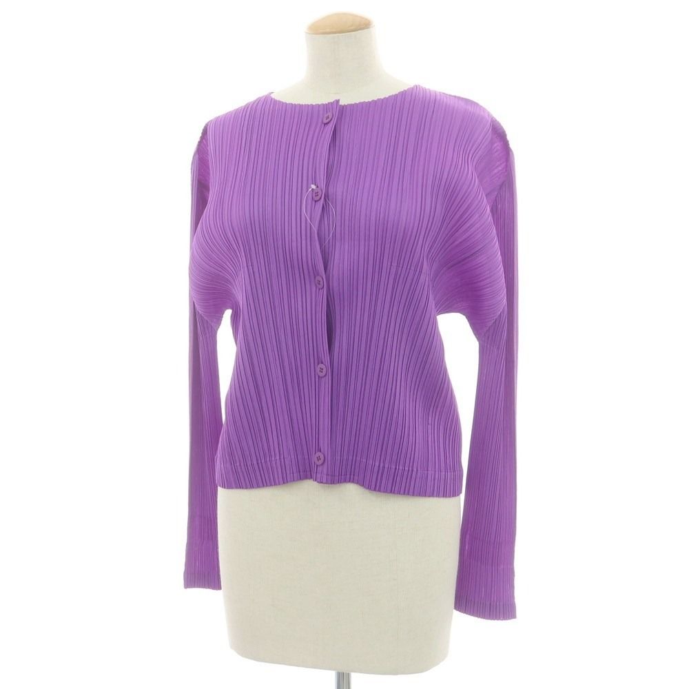 プリーツプリーズ PLEATS PLEASE 秋冬 プリーツ加工 カーディガン パープル サイズ表記なし L位 レディース