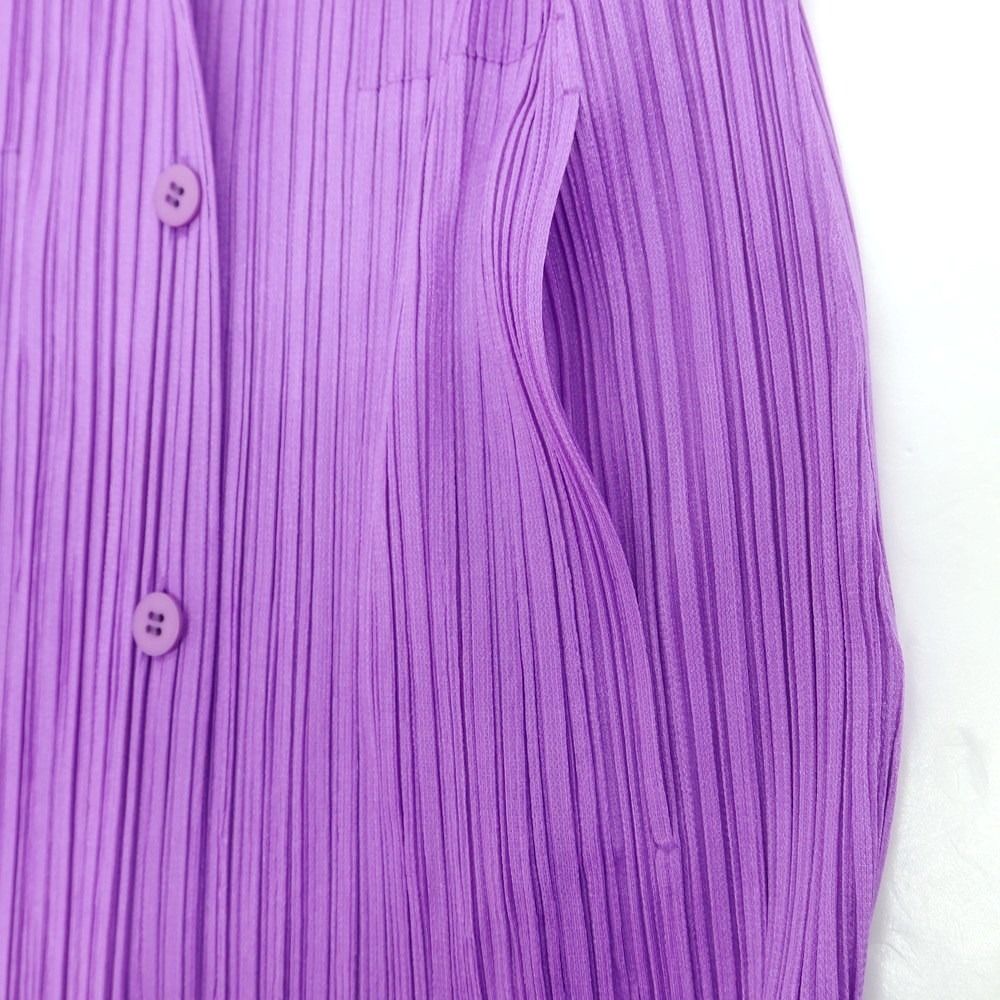  プリーツプリーズ PLEATS PLEASE 秋冬 プリーツ加工 カーディガン パープル サイズ表記なし L位 レディース カーディガン ボレロ アンサンブル トップス