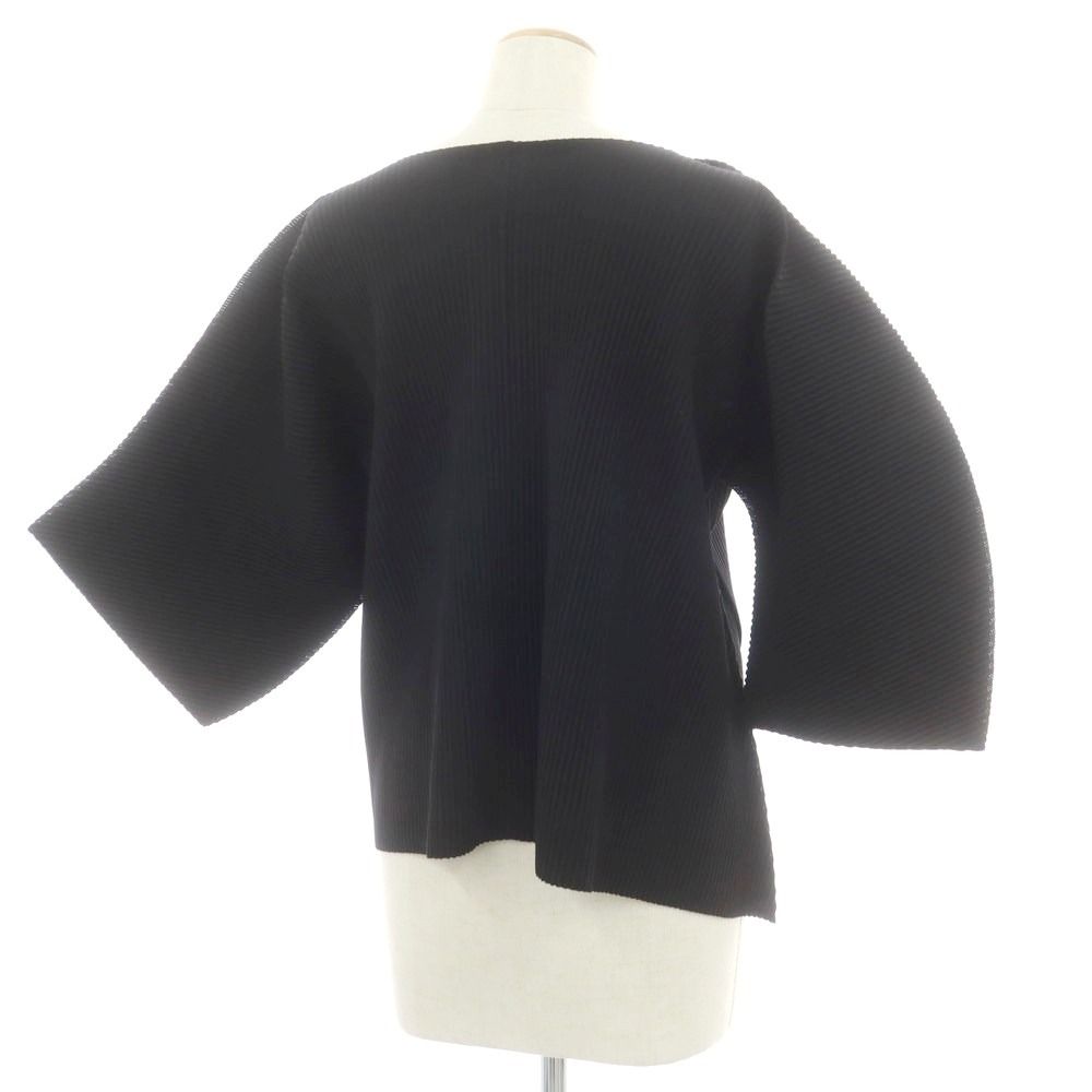 ミー イッセイミヤケ me ISSEY MIYAKE 秋冬 プリーツ加工 カーディガン ブラック サイズ表記なし M位 レディース