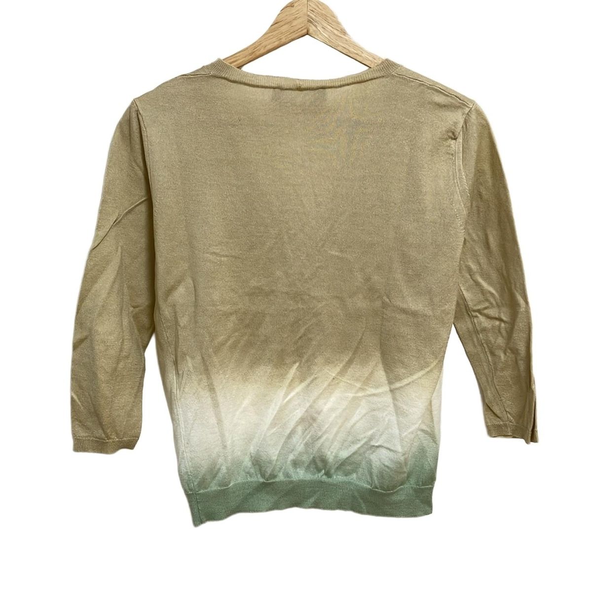 Max Mara STUDIO マックスマーラスタジオ カーディガン サイズS レディース - ベージュ×白×ライトグリーン 七分袖