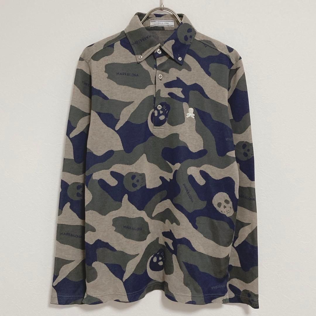 【美品】MARK&LONA 長袖カットソー スカルプリント 48 美品】MARK&LONA 長袖カットソー スカルプリント 48 美品】MARK&LONA