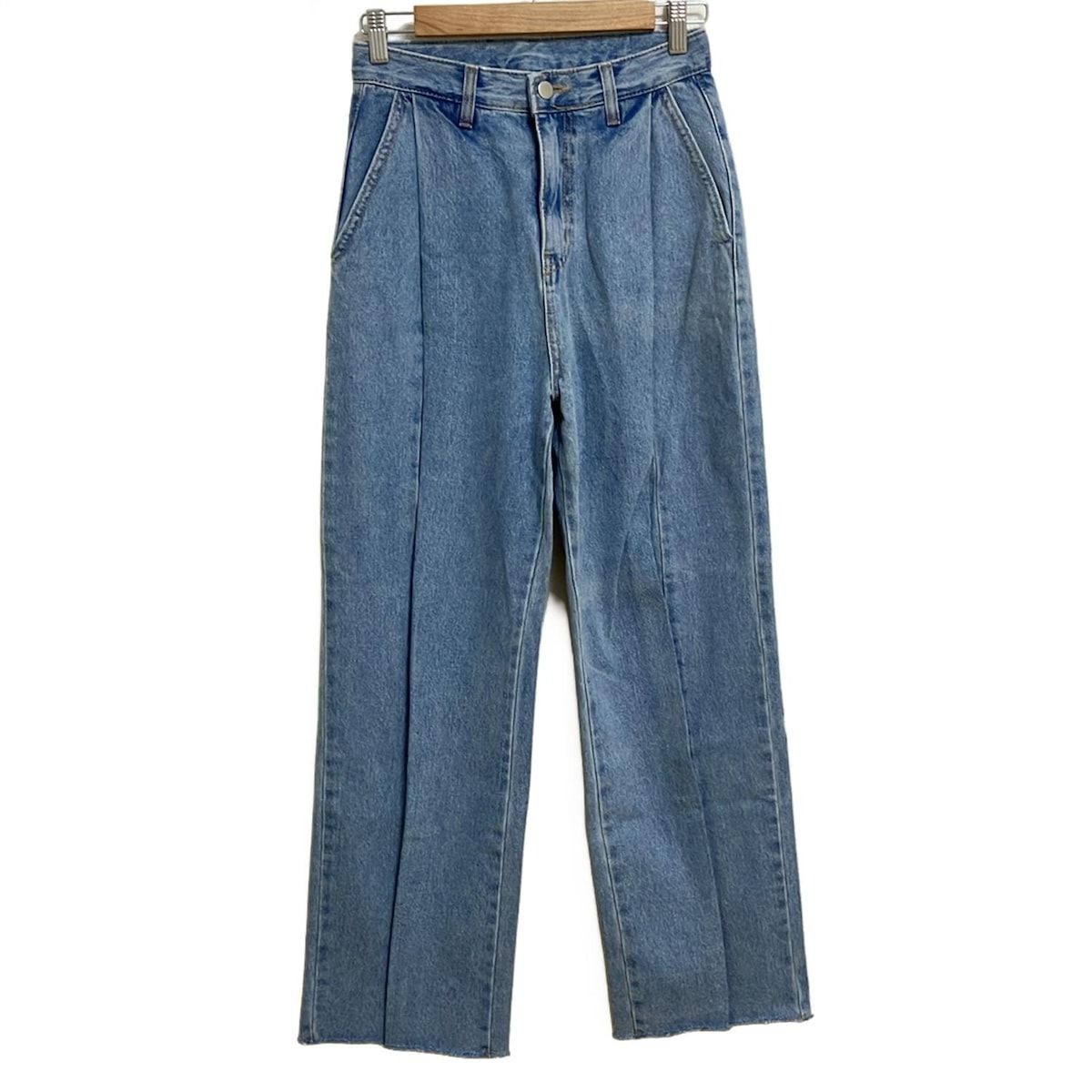VIVIENNE TAM ヴィヴィアンタム ジーンズ サイズ36 S レディース - ブルー フルレングス 一部フェイクレザー 切りっぱなし加工