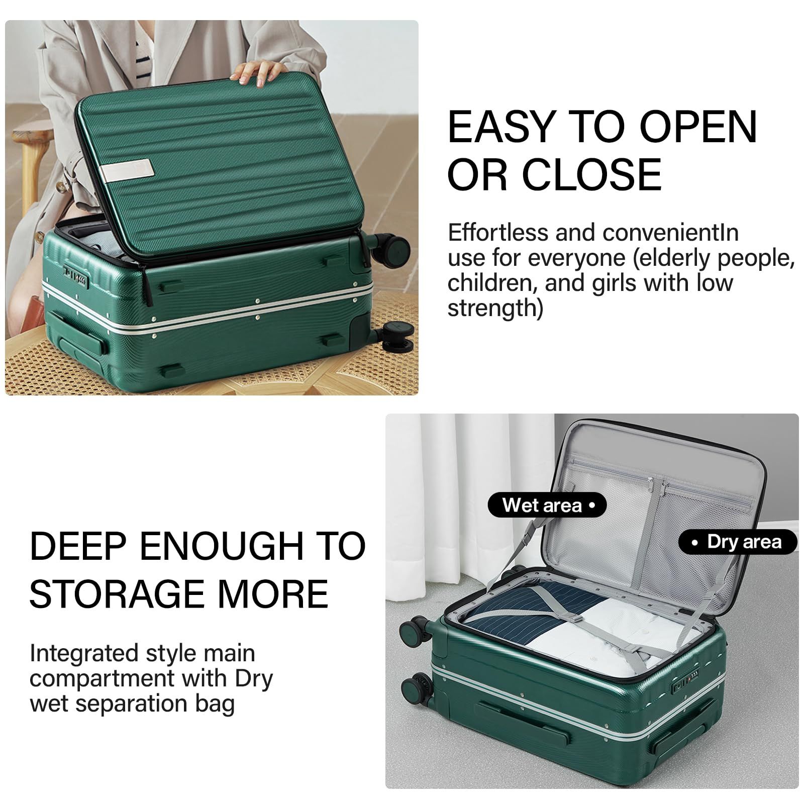 ソフト キャリーバッグ 大型スーツケース キャリーケース 大型 静音 スーツケース ダブルキャスター 耐衝撃 360度回転 Hanke イノベーター スーツケース M サイズ 69L 4.7KGインクグリーン