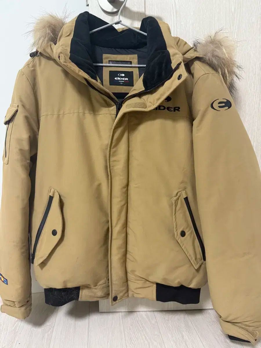 EIDER フード ファー ダウン Lサイズ ベージュ