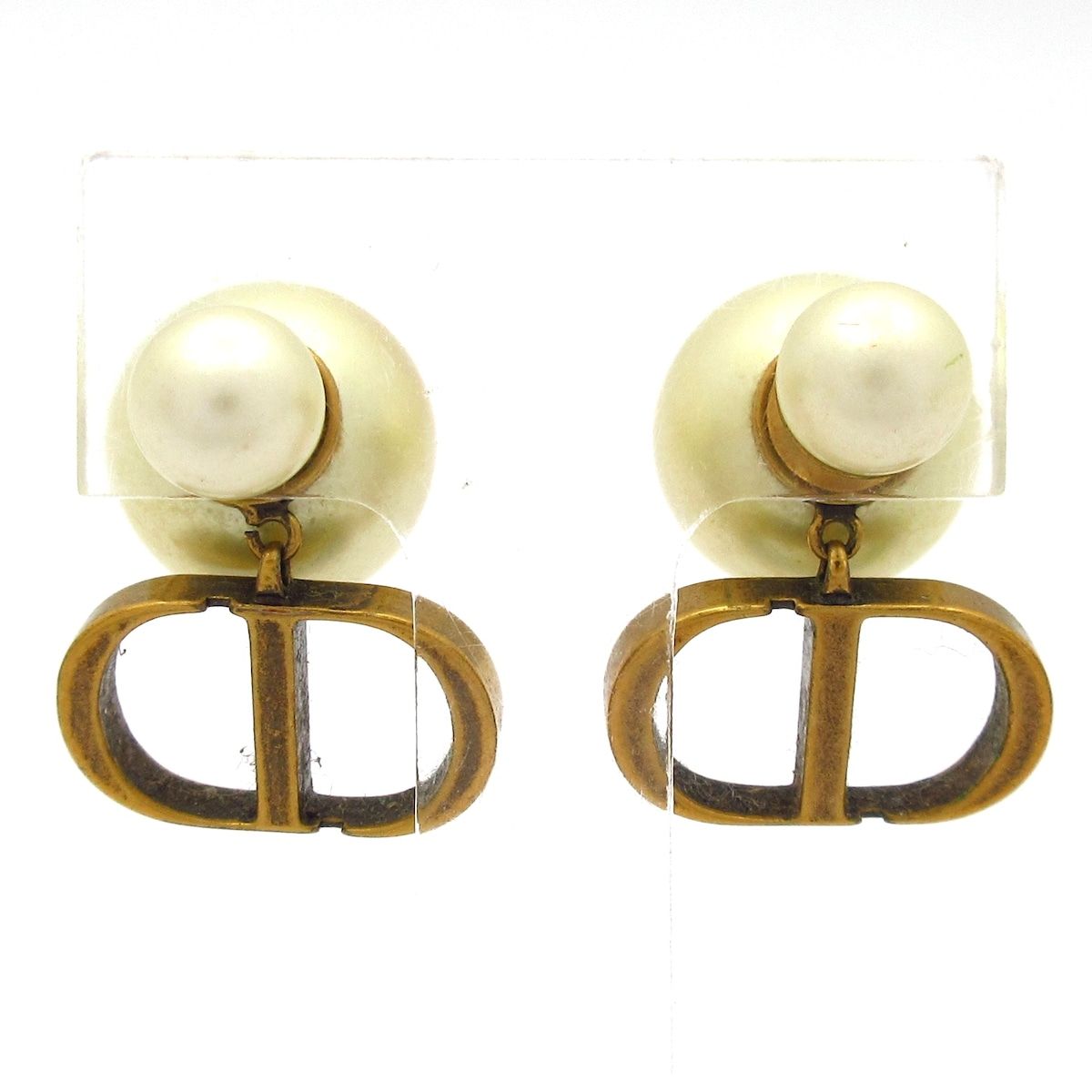 DIOR ChristianDior ディオール クリスチャンディオール ピアス トライバル 白×ゴールド トライバル