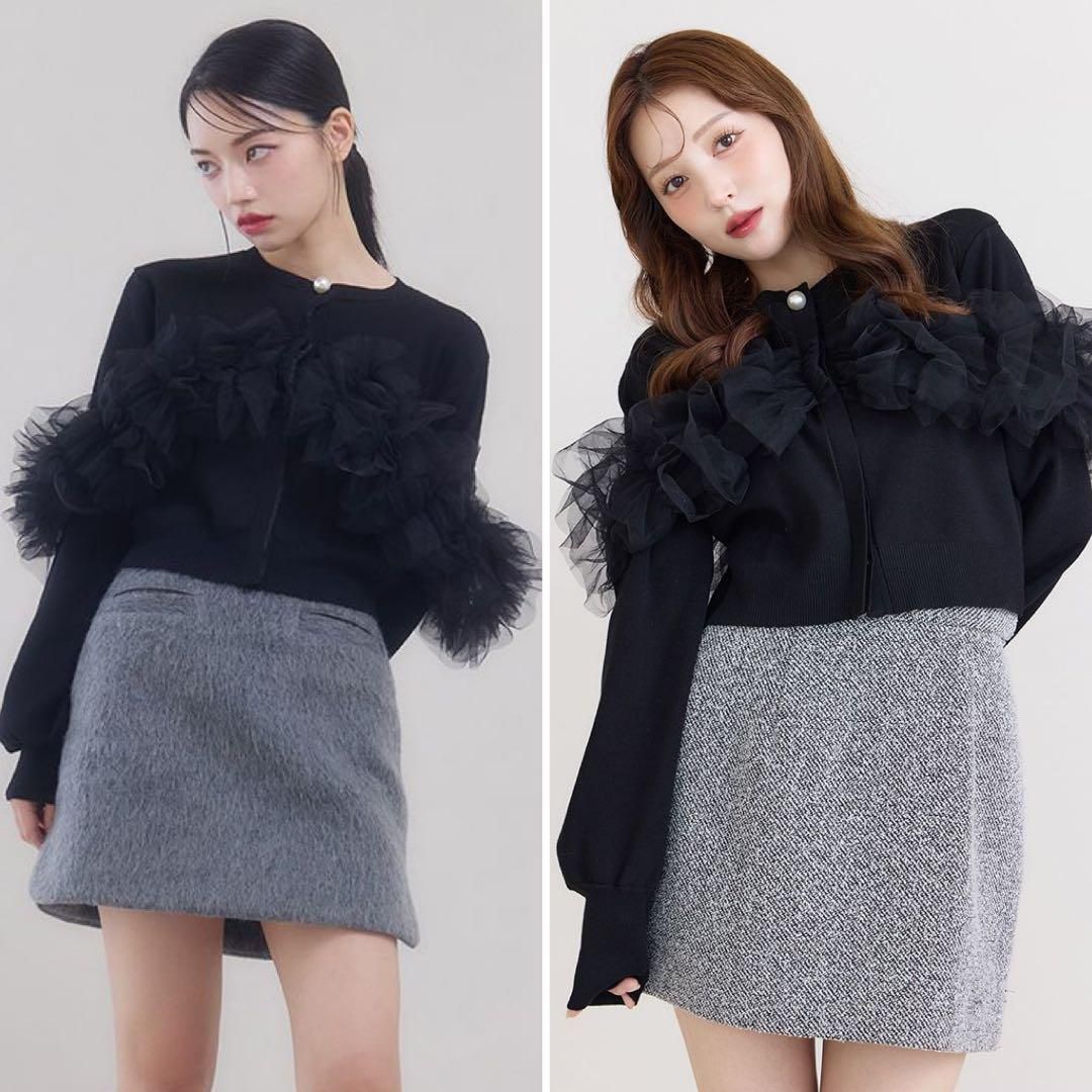 eimy istoire 定価2.5万 チュールフリルニットカーディガン F