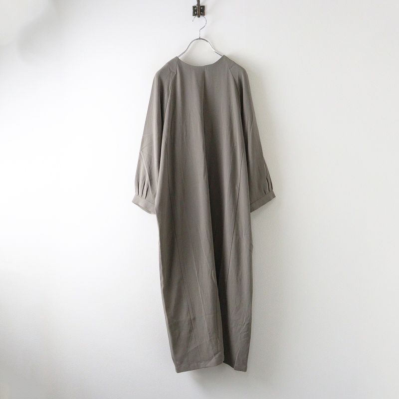 2025 エヴァムエヴァ evam eva コットンワンピース 1 グレージュ ドレス ロング ラグランスリーブ 2400014680003