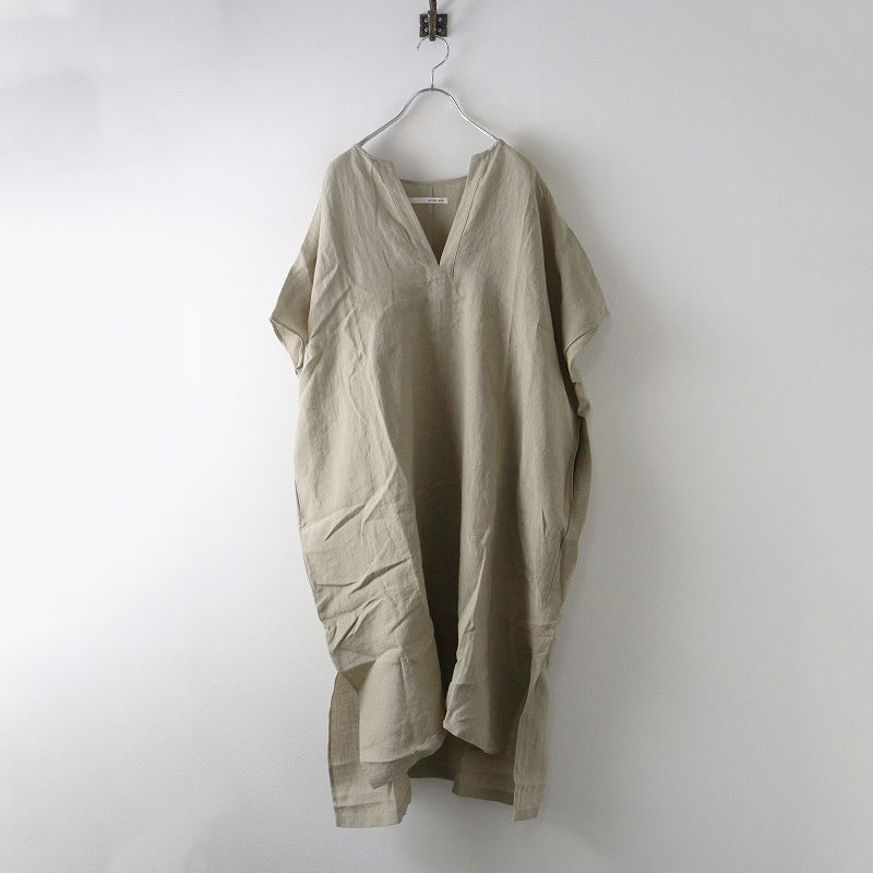 2025SS エヴァムエヴァ evam eva リネンスキッパーワンピース F ベージュ ドレス ロング スリット 2400014680232
