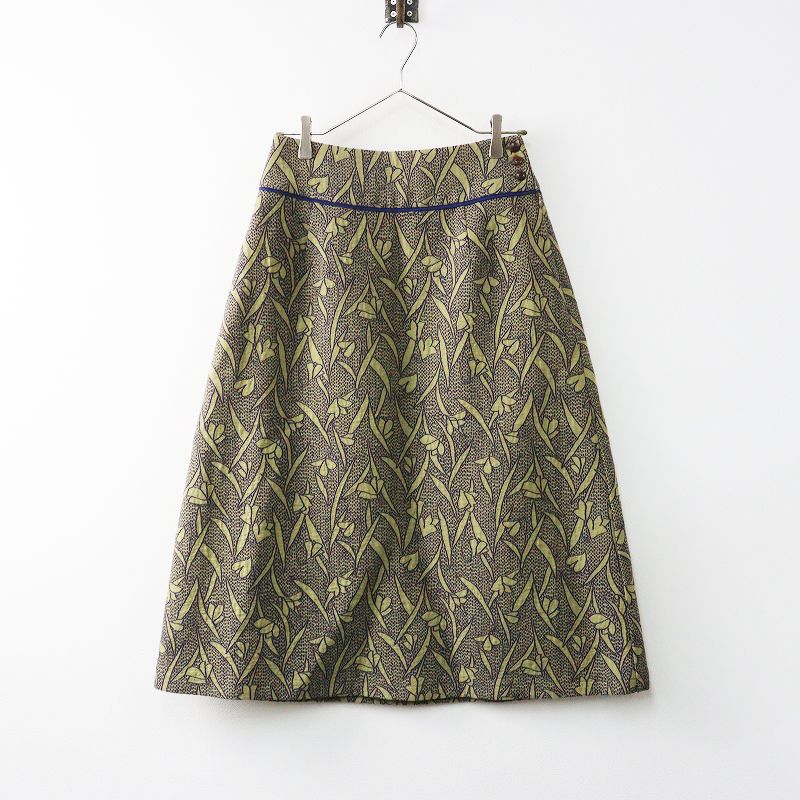 2025 パラスパレス pal las palace フラワージャガードスカート 2 カーキ ウールリネンコットン ロング 花柄 2400014681383