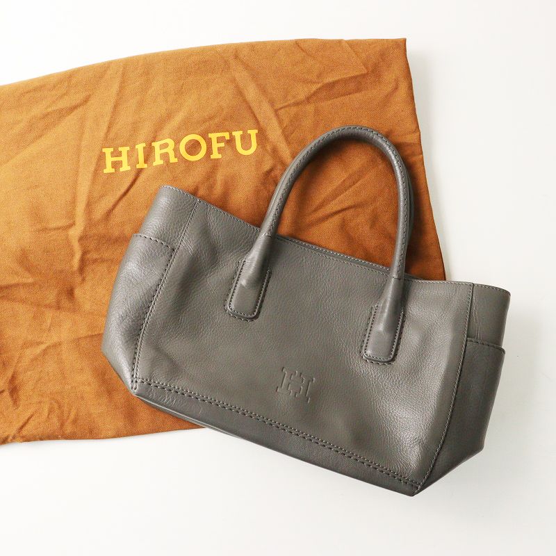 極美品 定価8.8万 ヒロフ HIROFU デュオ レザートートバッグ M＼グレー