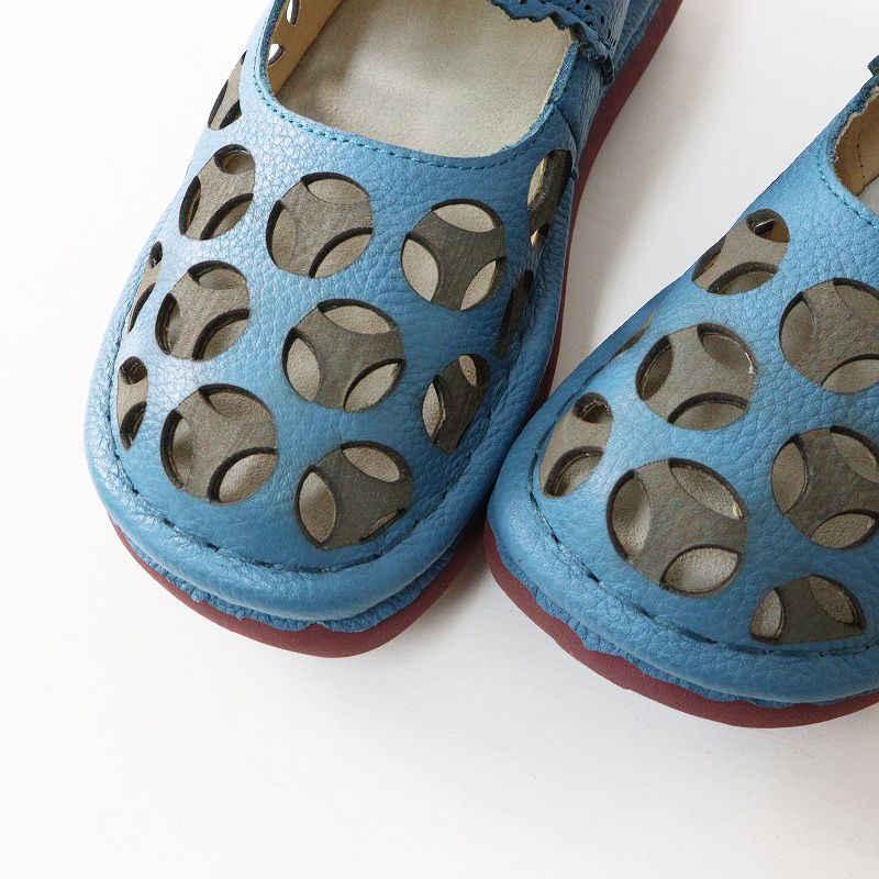 美品 エスタシオン Estacion パンチングモチーフ本革ストラップ