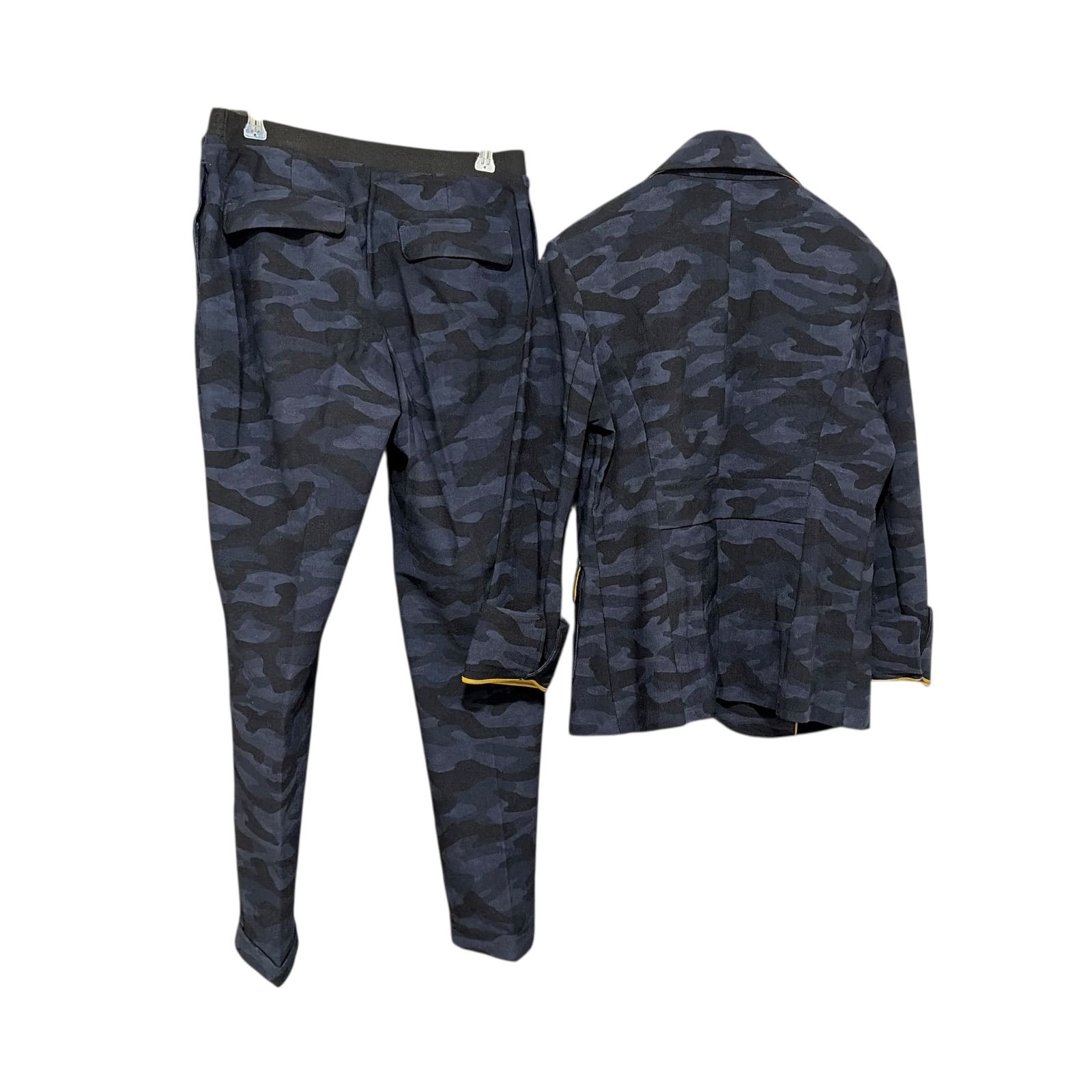 Z1603 Regina Romantico カモフラージュ柄 レジィーナロマンティコ テーラードジャケット レディース 38サイズ パンツスーツ ネイビー 紺色