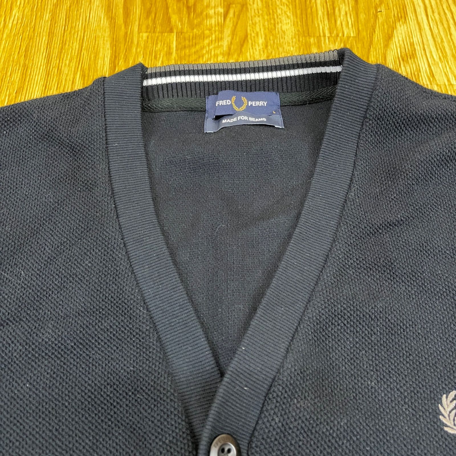 フレッドペリー ビームスメイドカーディガン (ブラック/L) 現行モデル