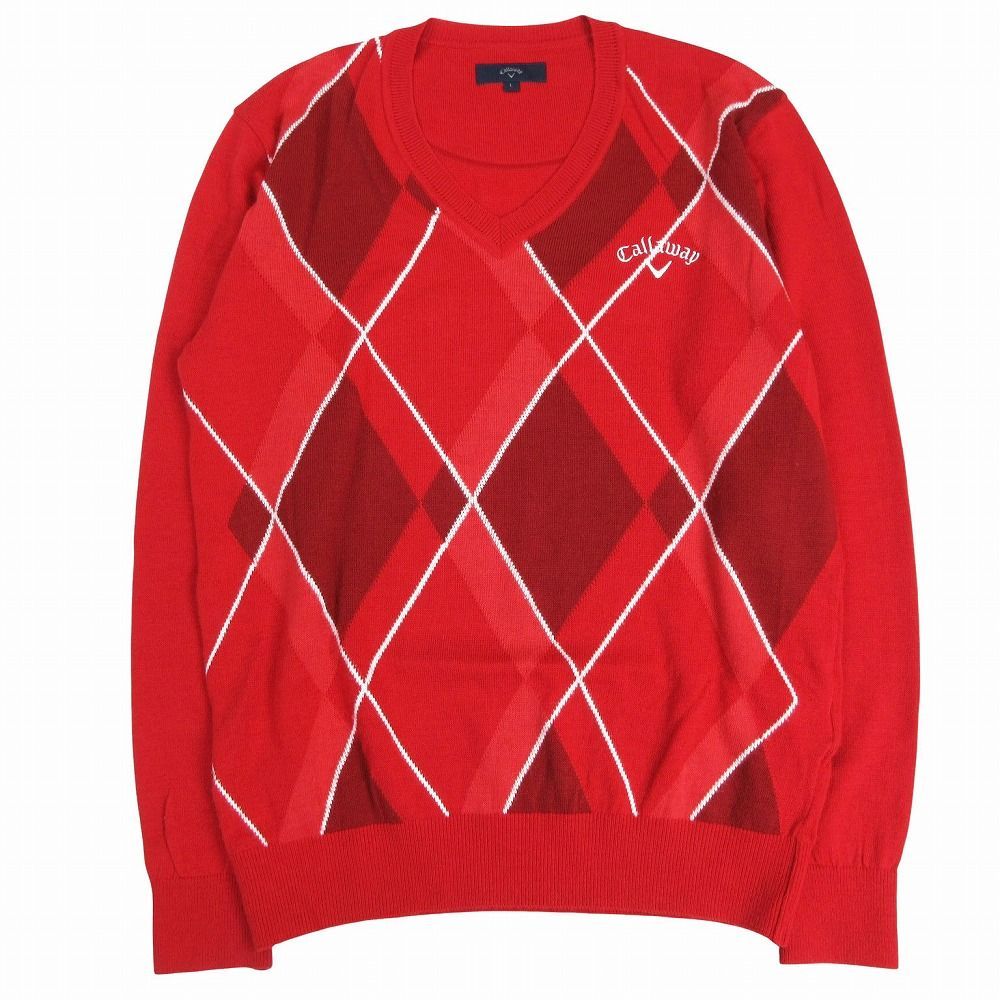 キャロウェイゴルフ　ニット　Lサイズ　レッド Callaway】キャロウェイ 赤 ゴルフ ロゴ セーター ニット Lサイズ