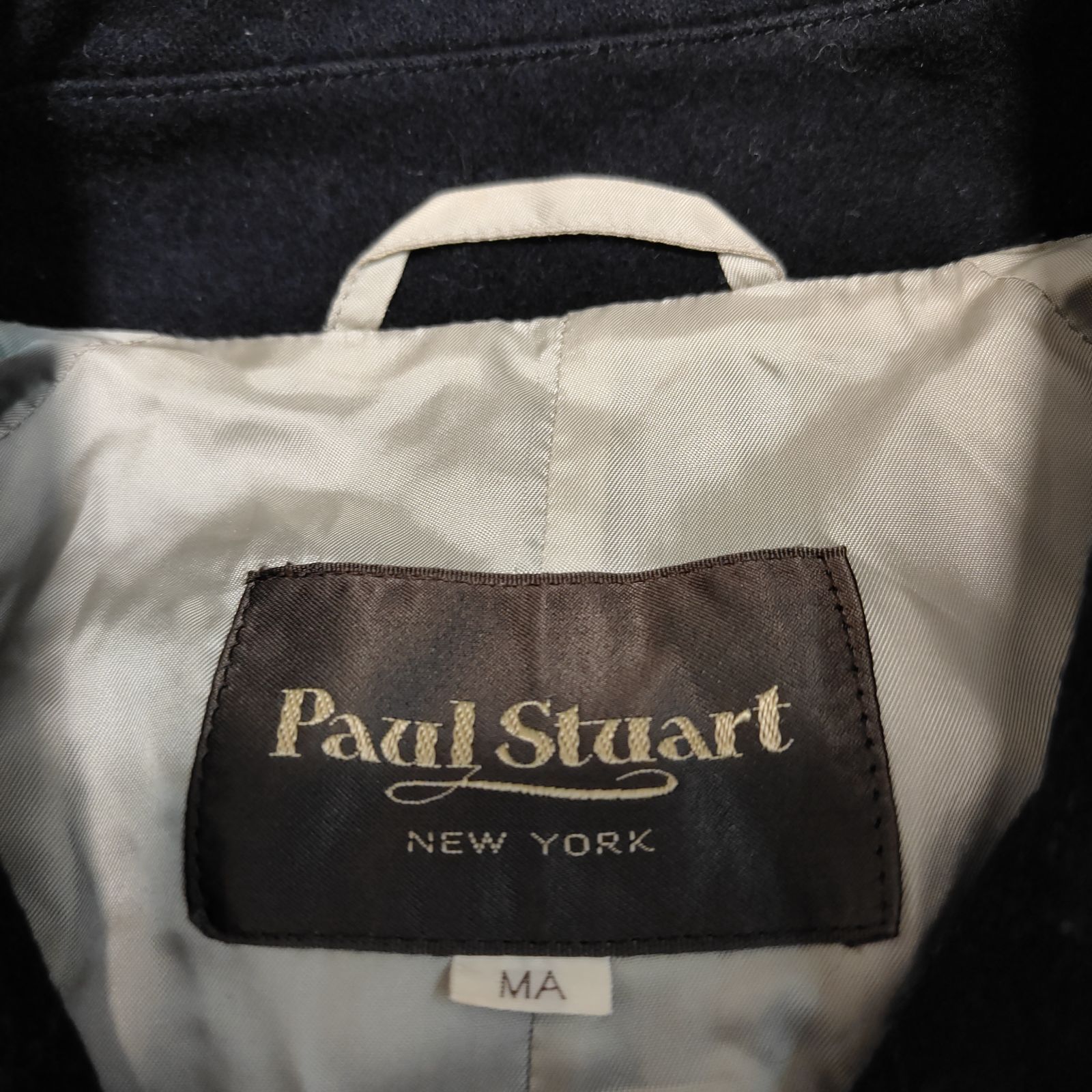 ポールスチュアート Paul Stuart アルパカ混 ウール ステン コート 比翼 コート ミドル丈 ブラック BLACK 黒 MA メンズ 古着