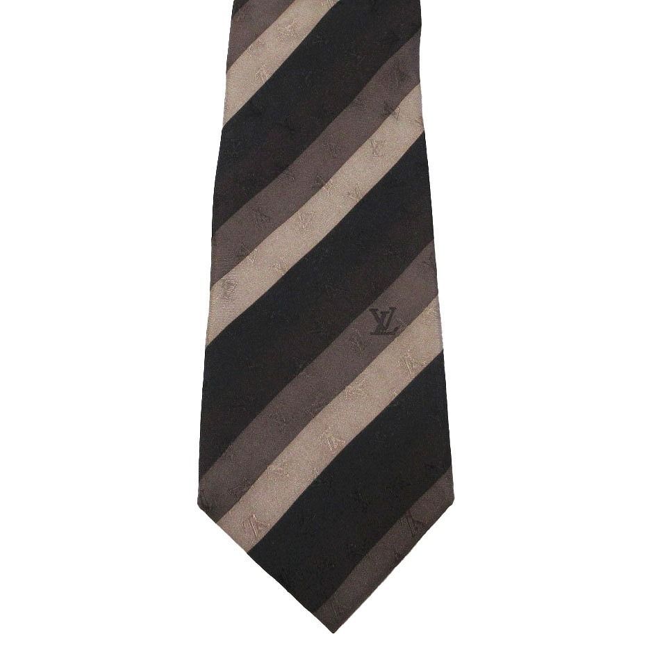 極美品 ルイヴィトン ネクタイ モノグラム ストライプ ジャガード