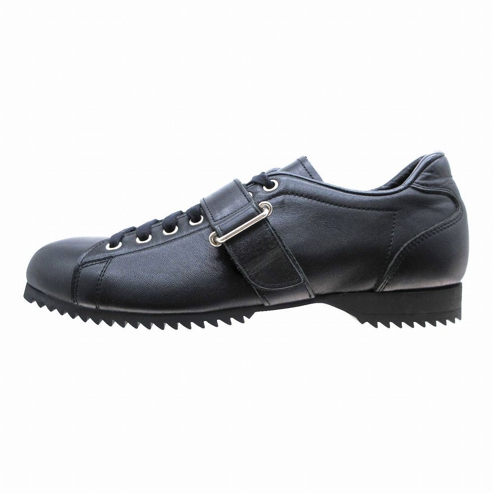 美品 COMME des GARCONS HOMME PLUS コムデギャルソン オムプリュス レザー ストラップ シューズ スニーカー 24.5cm 黒 【】