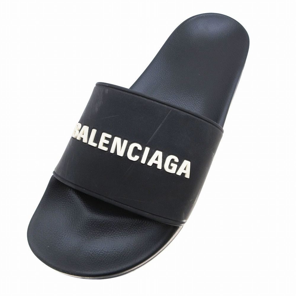 BALENCIAGA バレンシアガ シャワー サンダル ロゴ スライド ビーサン サイズ27.5cm ブラック 黒 メンズ